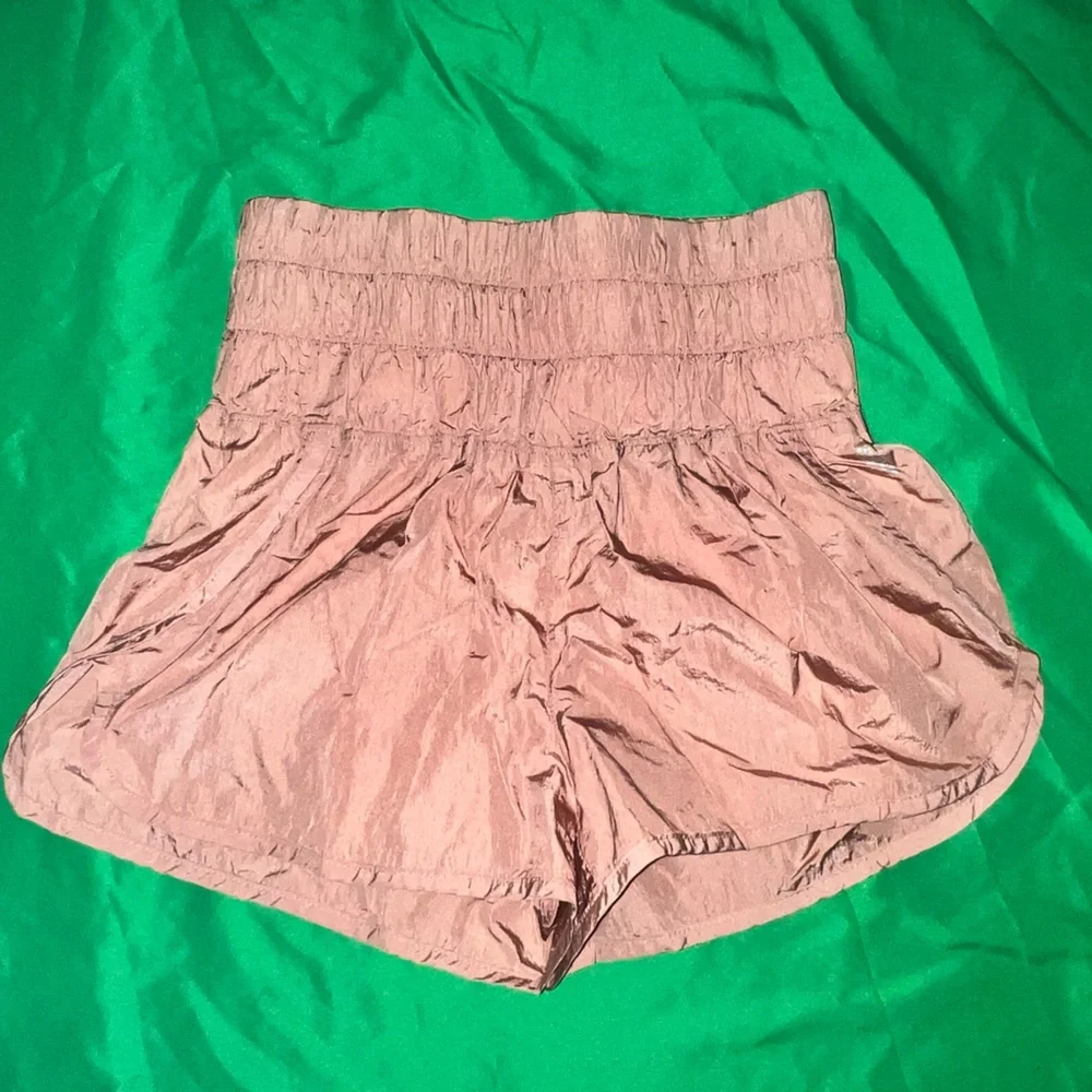 FP Movement by Free People High-Waist Ruched Shorts — Orange size Small - Picture 1 of 6